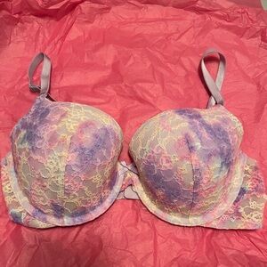 Victoria’s Secret tie dye Demi lace lined purple bra 36D